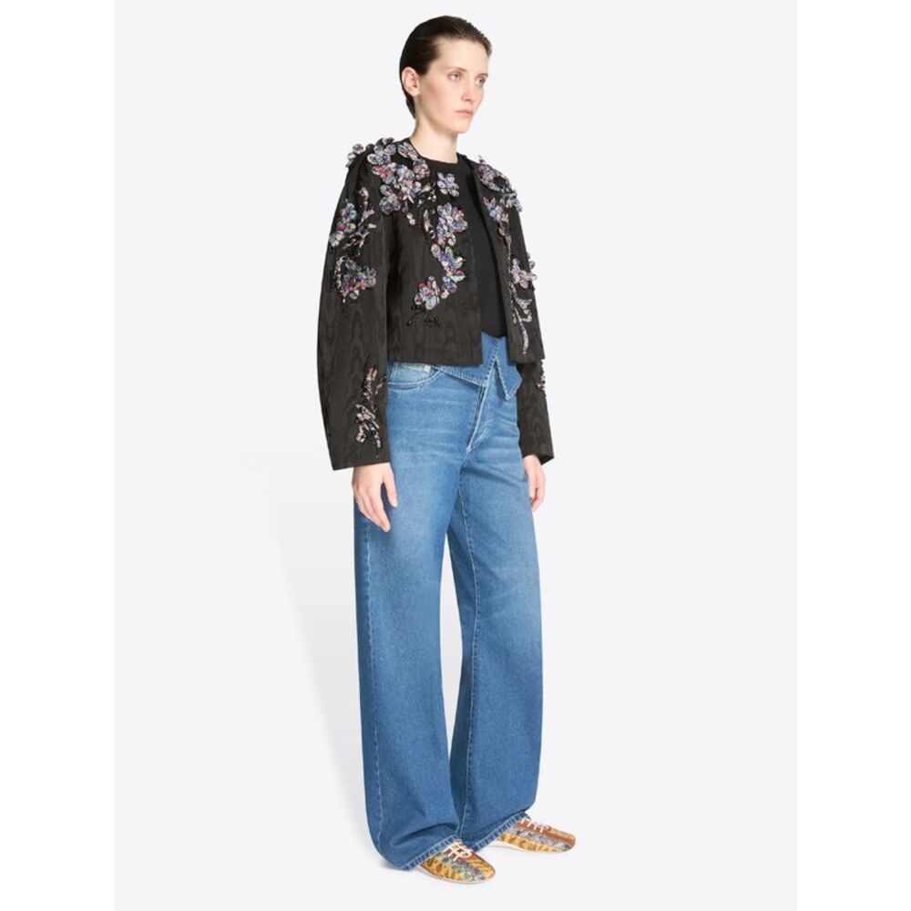 Dries Van Noten Women Giacca Corta Ricamata Con Effetto Moiré - Picture 3 of 4